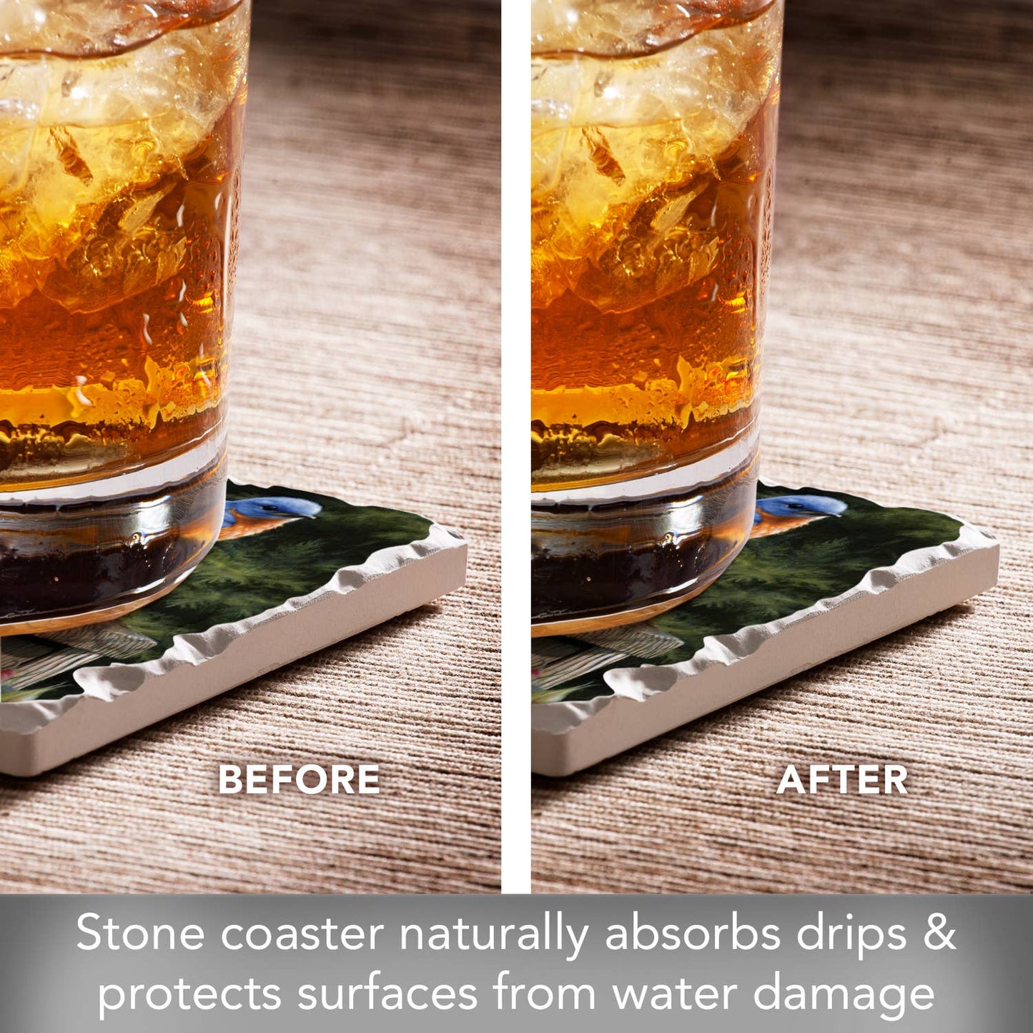 CounterArt/Highland Home/Thirstystone - Bluebirds #2 Single Absorbent Stone Tumbled Tile Coaster