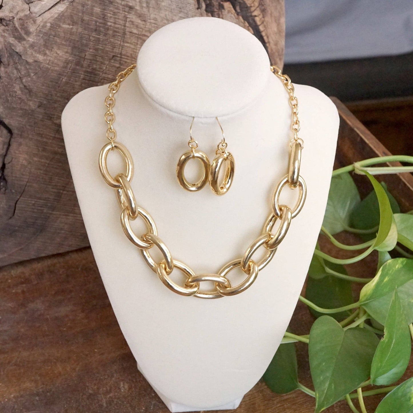 PennyLine inc - Chunky Chain Statement Necklace Set Gold Silver Tones: Silver Tone