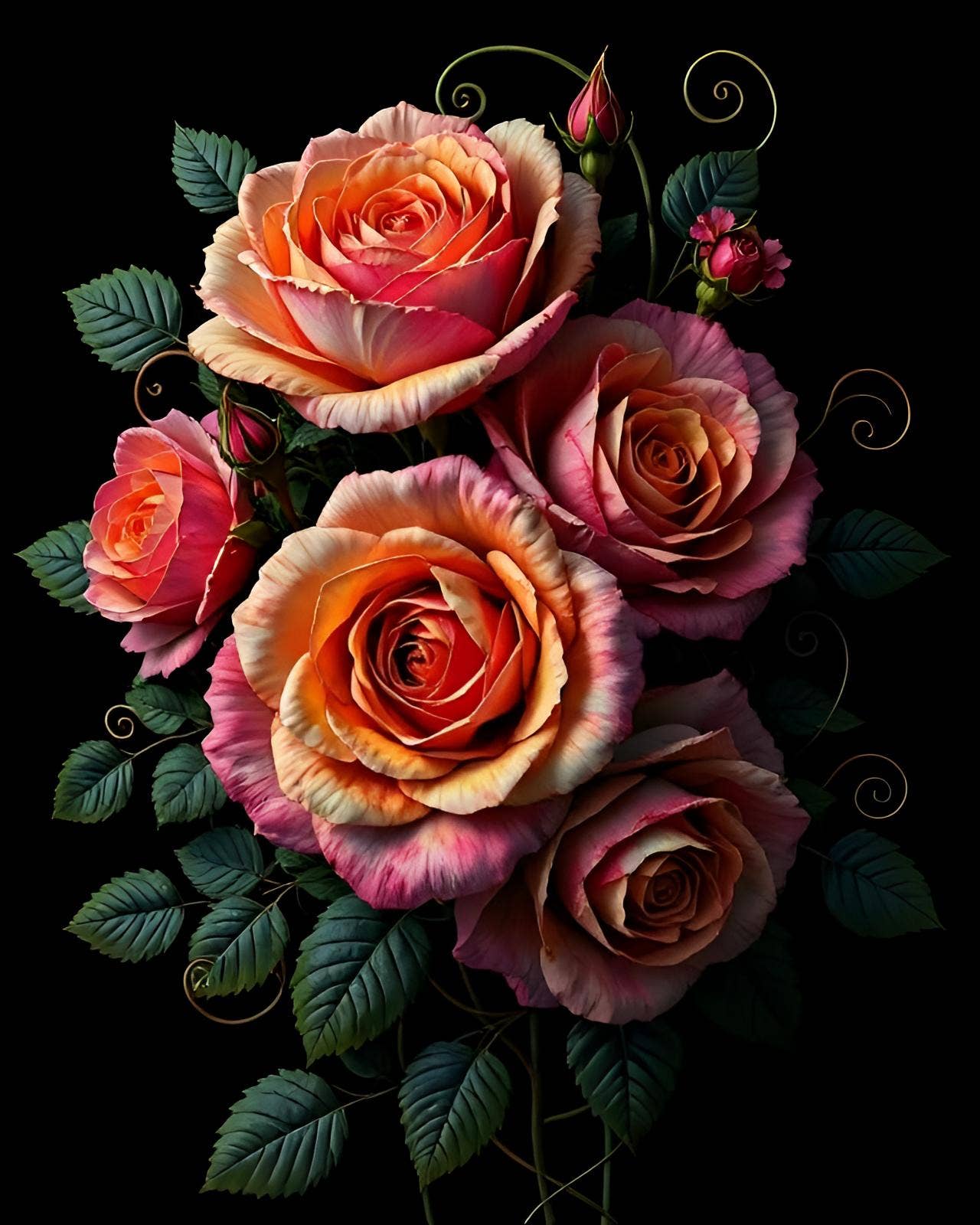 Wicked Cool Unicorn - Gothic Floral 5 x 7 Greeting Cards: 002