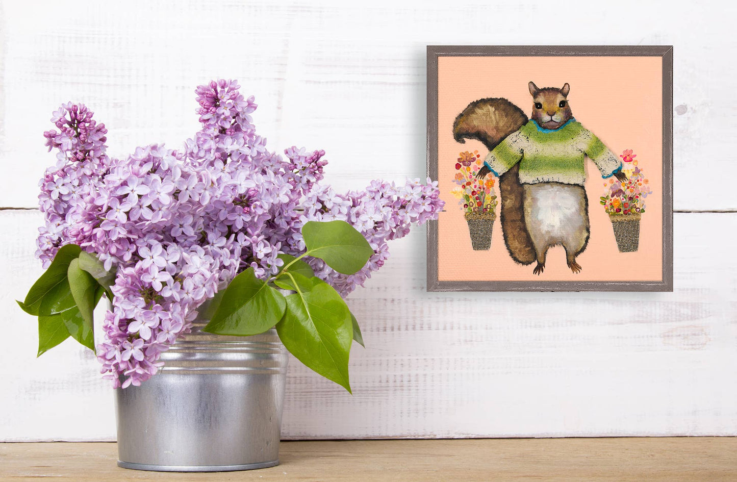 GreenBox Art - Squirrel In Green Sweater Mini Framed Canvas