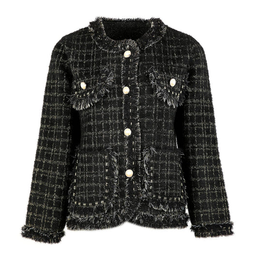 PEACH ACCESSORIES - SD187 Tweed soft cardigan: Black