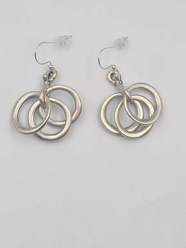 Volare - Triple Loop Drop Earrings: Brass