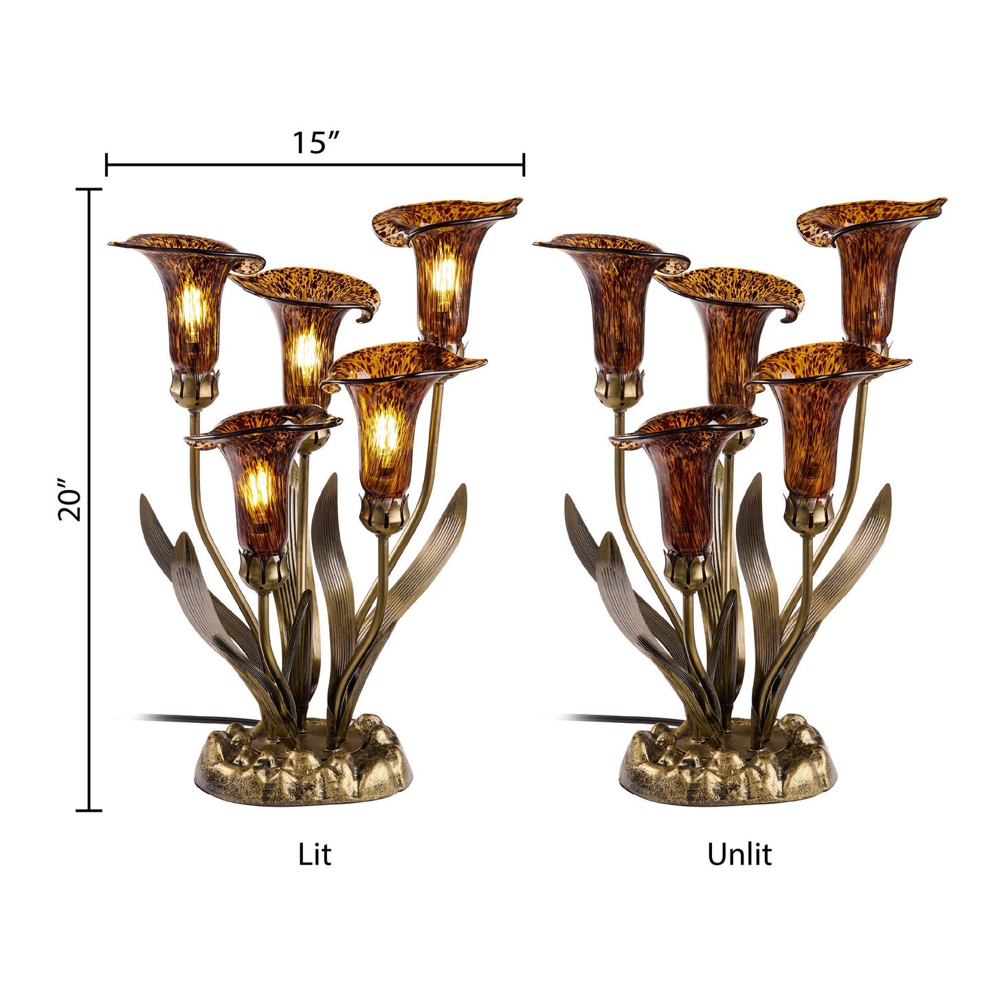 River of Goods - 20" Hand-Blown Glass 5-Light Calla Lily Uplight Table Lamp