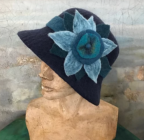 Blue Hat with Blue Flower