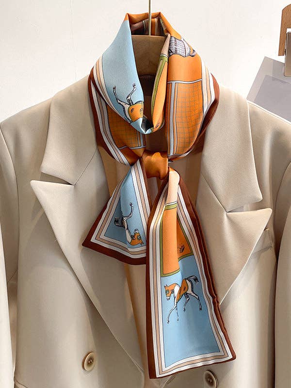 UZ Wholesale Store - Animal Printed Striped Scarf: BLUE / One_size