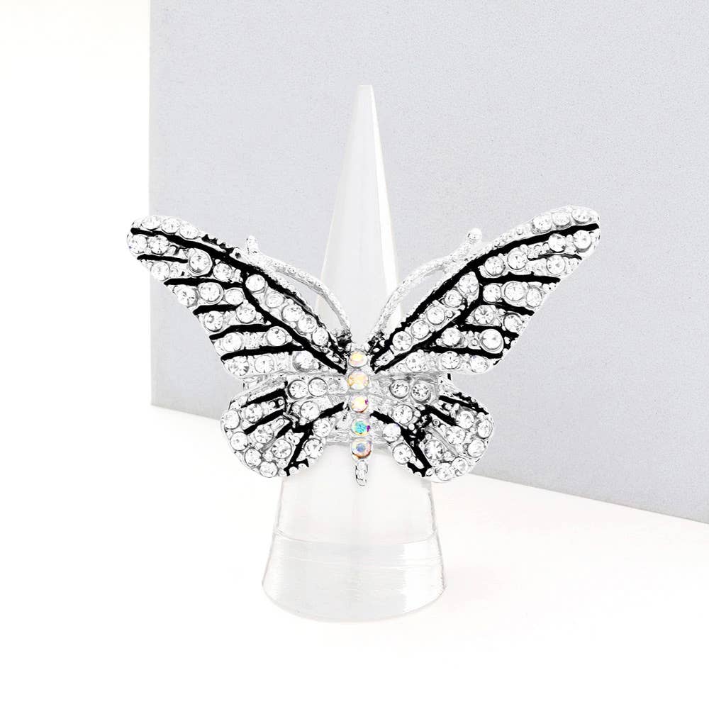 Sensibling Corp. - Crystal Pave Butterfly Stretch Ring: BZ