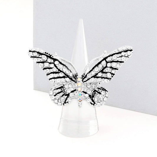 Sensibling Corp. - Crystal Pave Butterfly Stretch Ring: S-CL