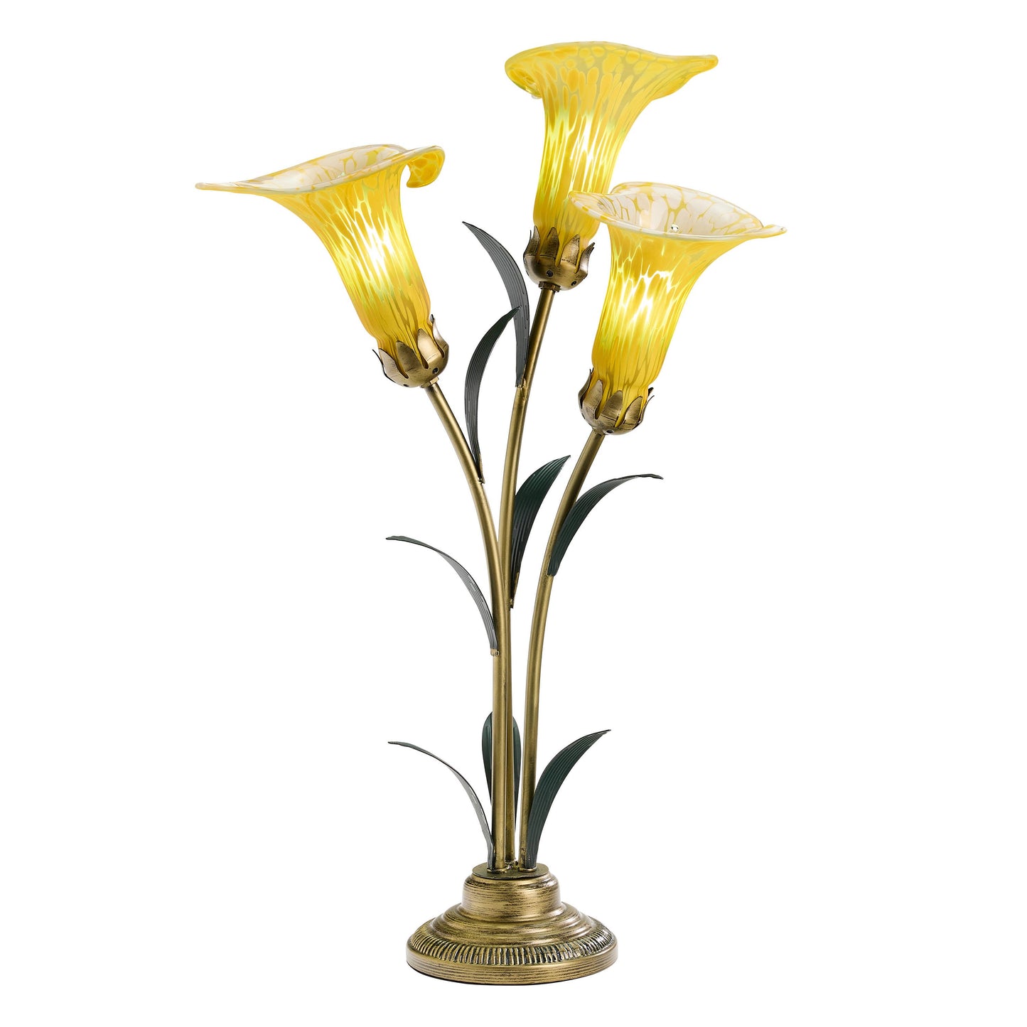 River of Goods - 23.5"H Yellow 3 Shade Handblown Glass Calla Lily Table Lamp
