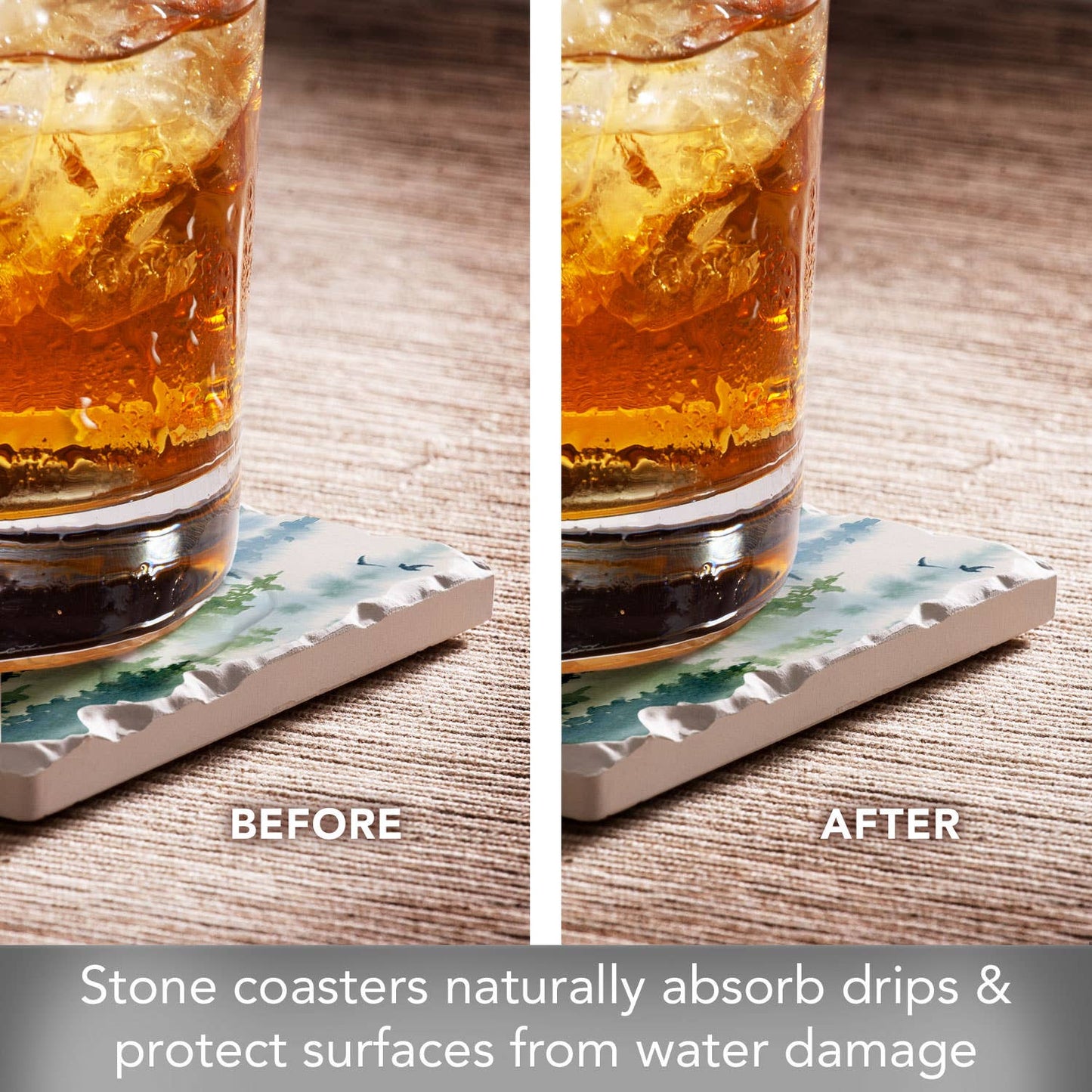 CounterArt/Highland Home/Thirstystone - "Treeline" 4 Pack Tumbled Tile Coasters