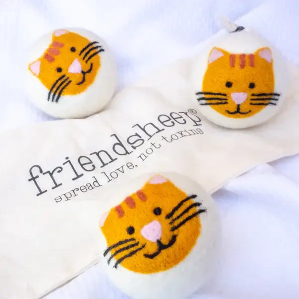 Friendsheep - Orange Cool Cats Eco Wool Dryer Balls: PACKAGE FREE