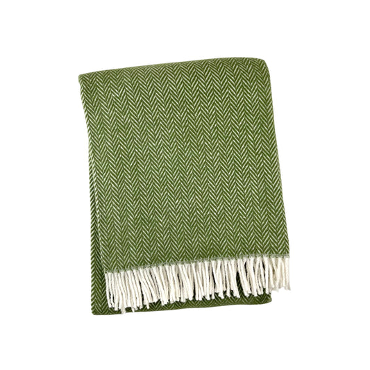 A Soft Idea - 355 - Herringbone Plush Throw: Moss Green