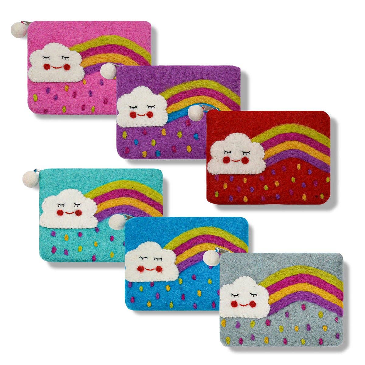 BNB Crafts Inc. - Cloud and Rainbow with Raindrop Coin Purse: Pink