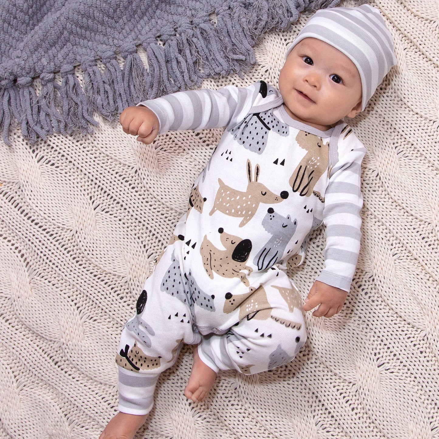 Tesa Babe - Baby Boy Puppy Dogs Cotton Romper - Open Stock: 6-12M