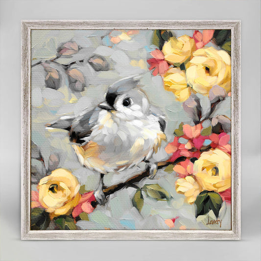 GreenBox Art - Tufted Titmouse On Gray Mini Framed Canvas