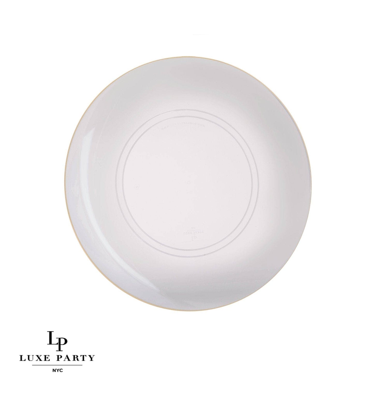 Luxe Party - Round Clear • Gold Plastic Plates | 10 Pack: 10 Plastic Pates / 10.25" Dinner Plates