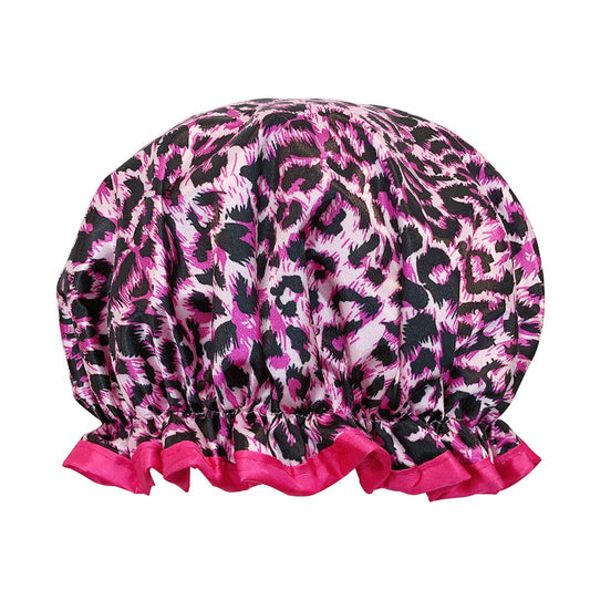 Wrapables.com - Wrapables Reusable Women's Waterproof Shower Caps: Pink Leopard