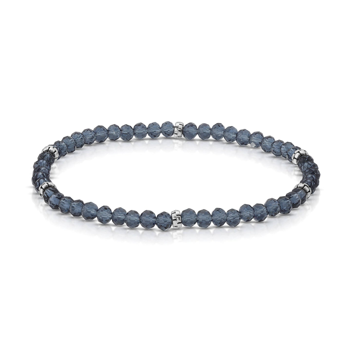 My Fun Colors - Mini Crystal Beaded Stretch Bracelet | So Many Great Colors!: Indigo+Silver Accent (MC810S)