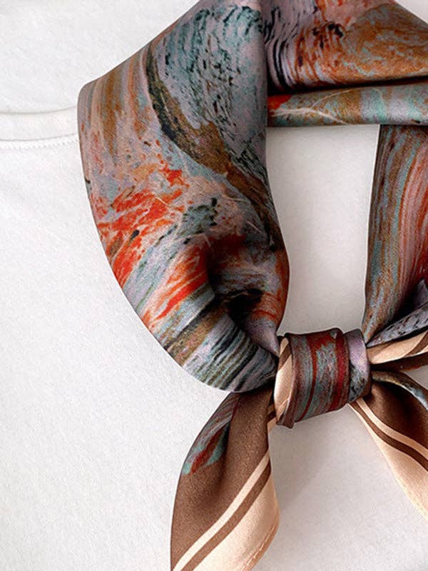 UZ Wholesale Store - Square Leisure Fashion Printed Scarf: BROWN / One_size