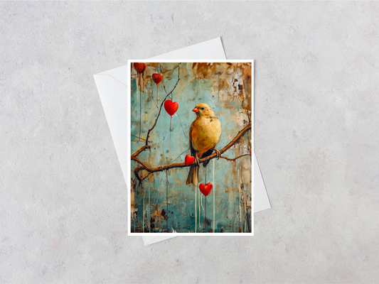 Salty Alyce - Antique Yellow Canary Blank Card 62AS