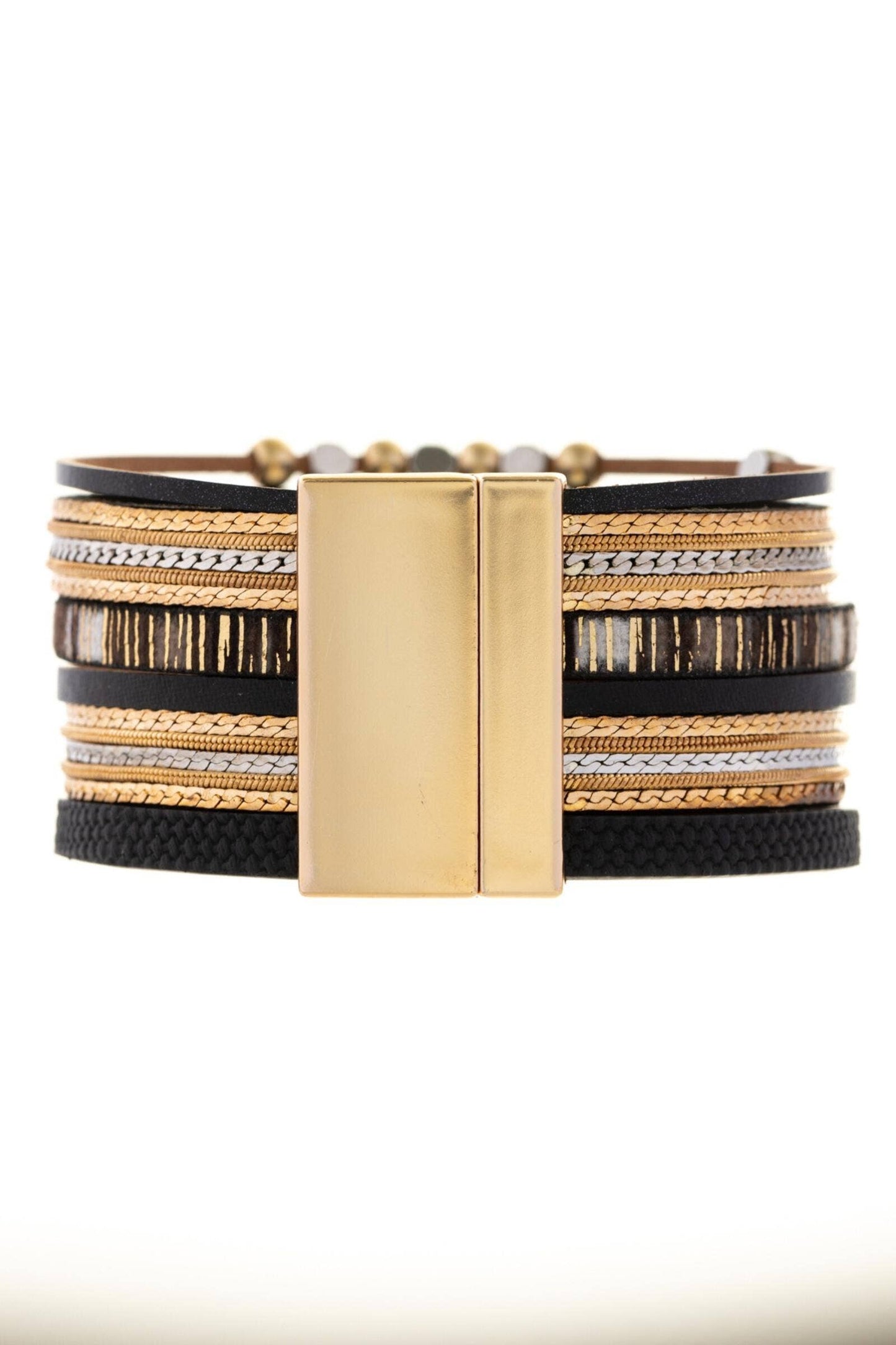 SAACHI - Metallic Beaded Bracelet: BLACK