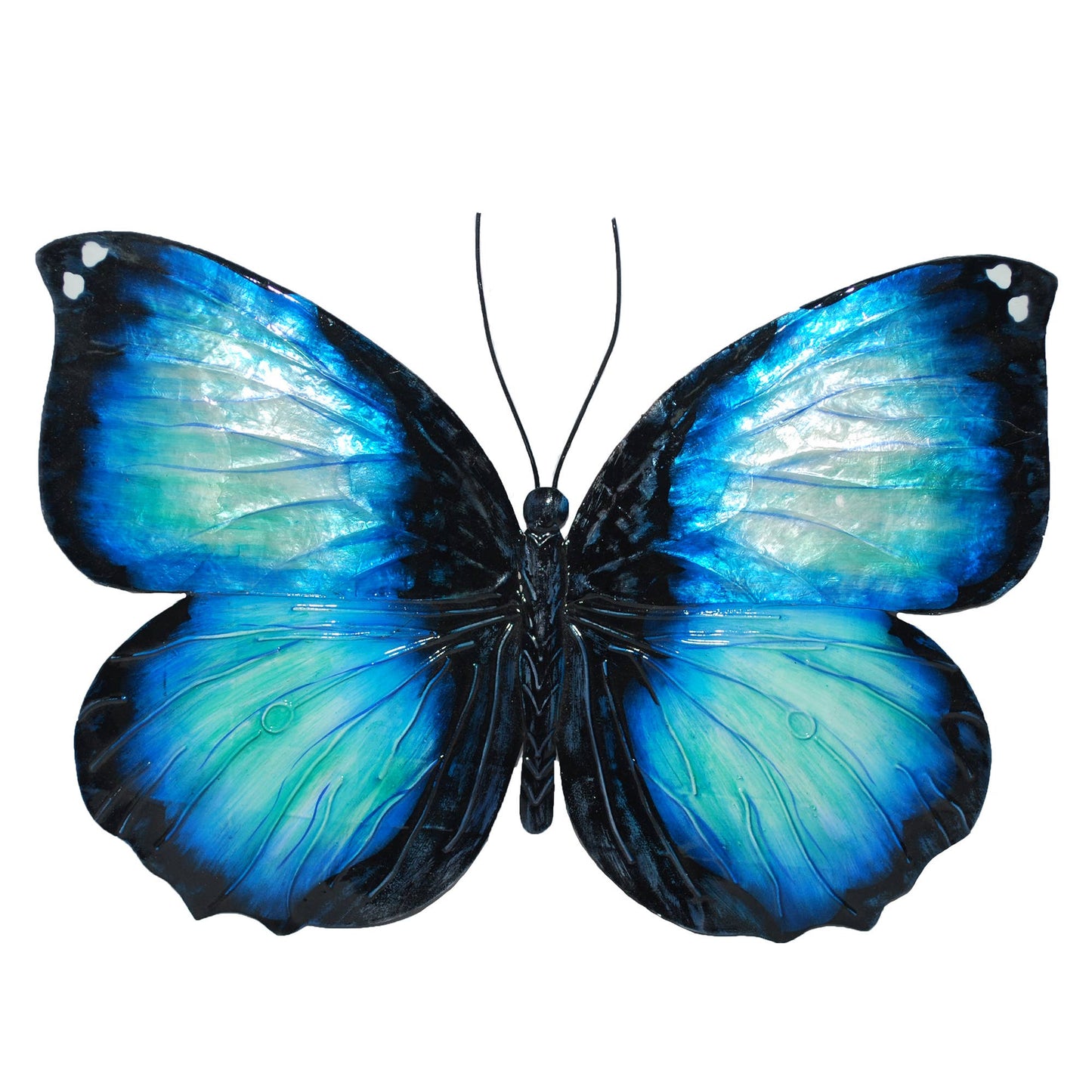 Eangee Home Design - Butterfly Wall Decor Blue And Black, w/ Capiz, Outdoor Safe