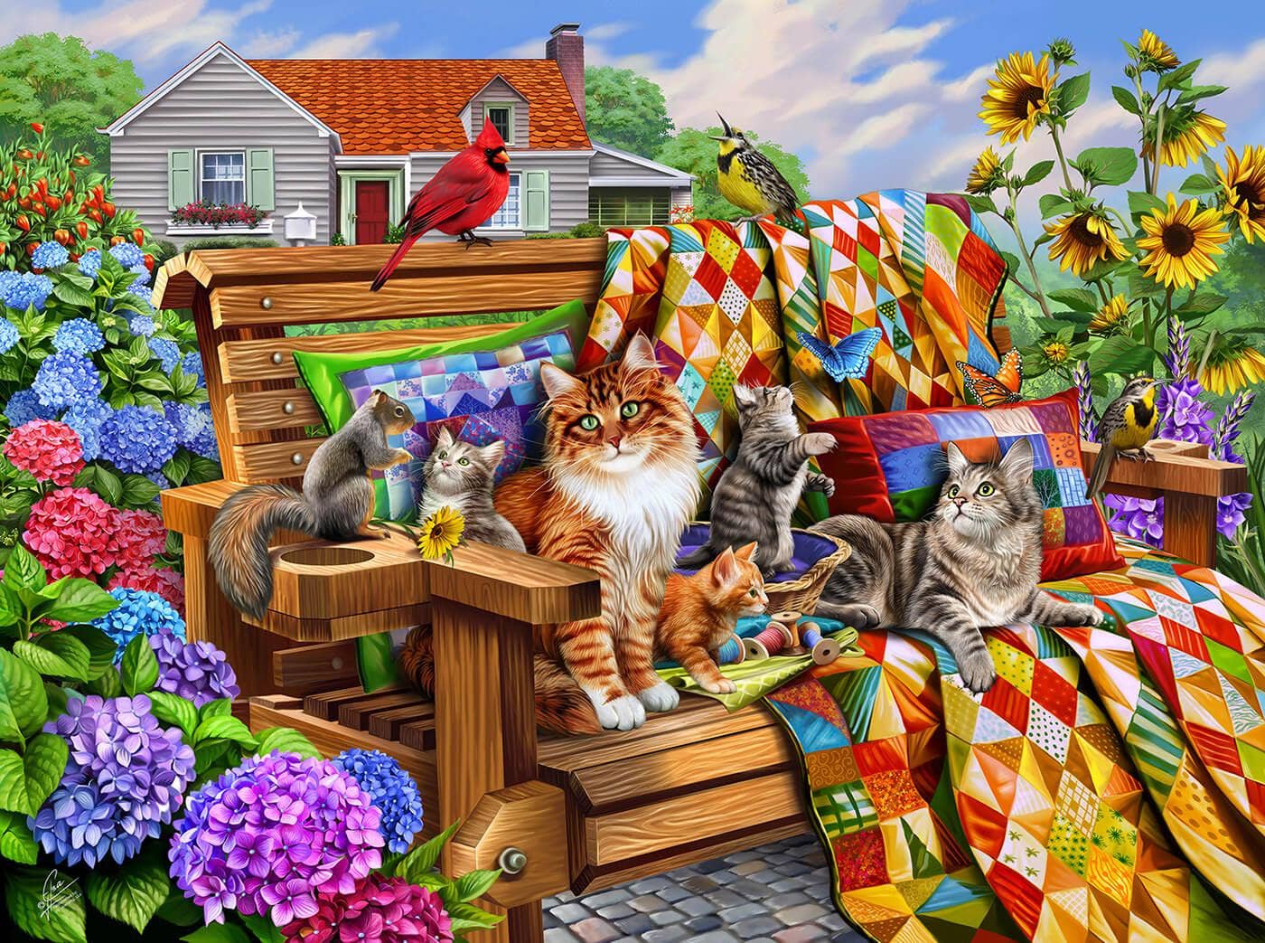 SunsOut - 0106 Cats and Quilts 1000 pc Puzzle