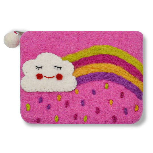 BNB Crafts Inc. - Cloud and Rainbow with Raindrop Design Coin Purse: Pink