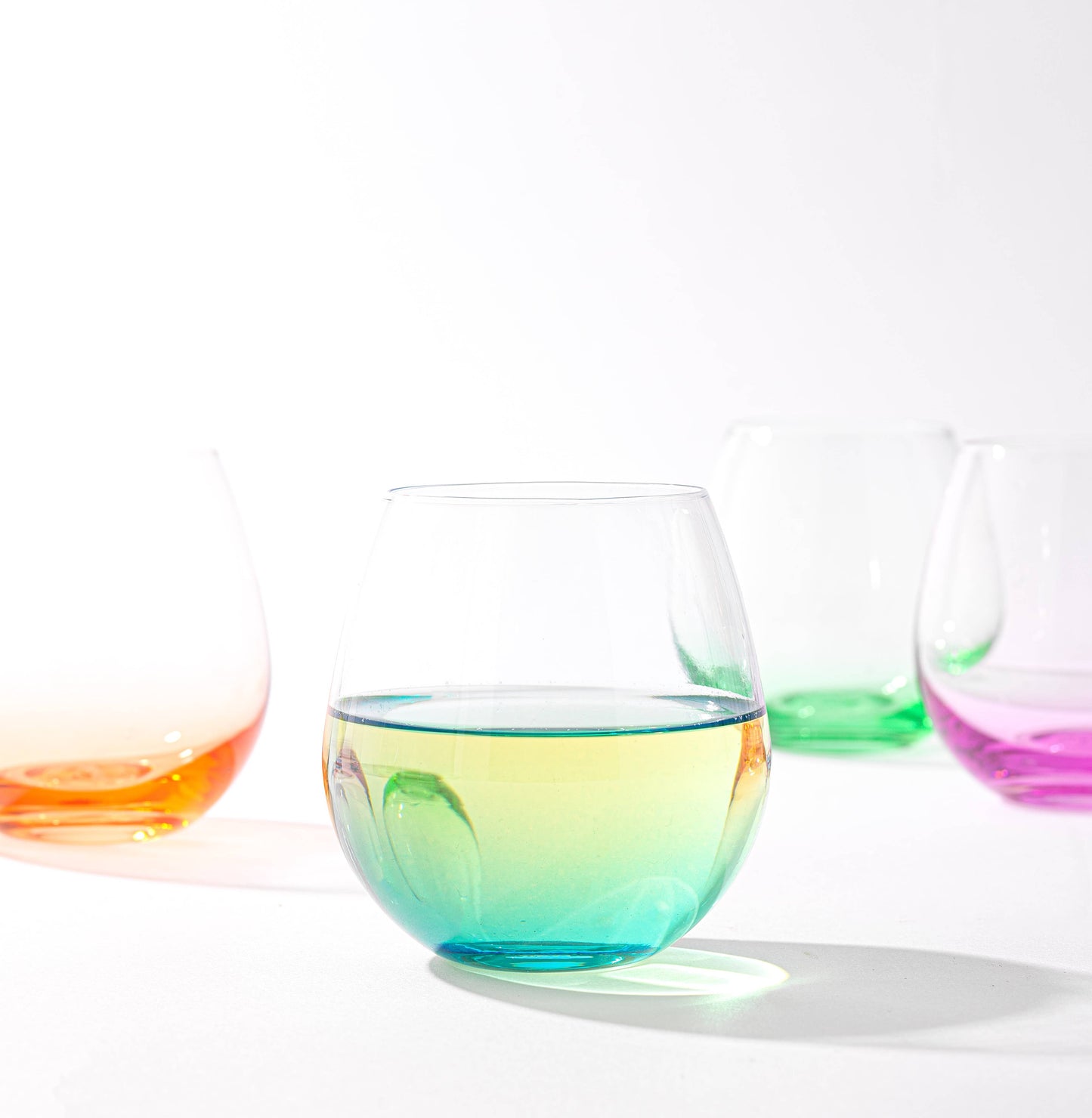 JoyJolt - Hue Colored Stemless Summer Wine Glasses, Outdoor Glasses