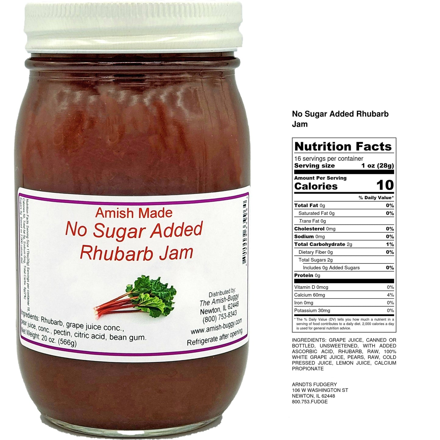 Arndt's Fudgery LLC - All Natural No Sugar Added Amish Made 16 oz. Jam: Apricot