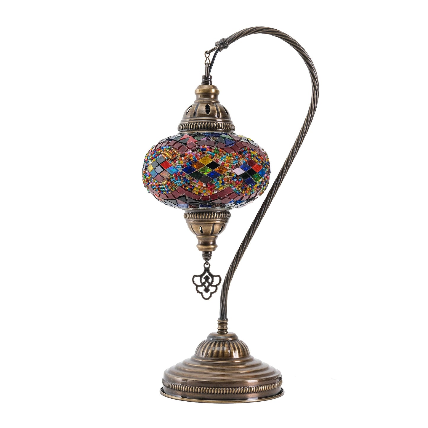 Mozaist LLC - Mozaist Handmade Turkish Mosaic Swan Table Lamp Rainbow