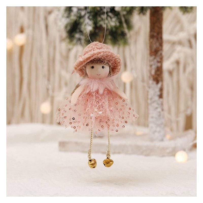 Ekartini - Christmas Plush Angel Girl Ornament: PINK