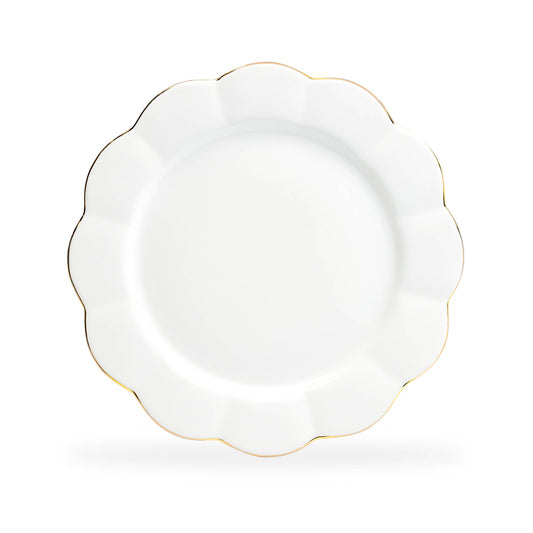 Grace Teaware - White Gold Scallop 11" Fine Porcelain Dinner Plate