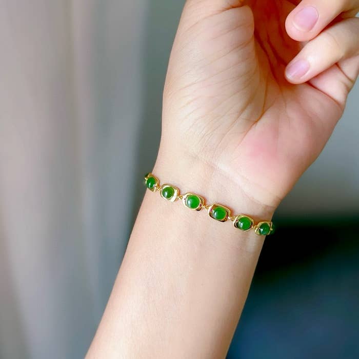 Cici’De Jewelry Amsterdam - Vintage Style Framed Jade Link Bracelet