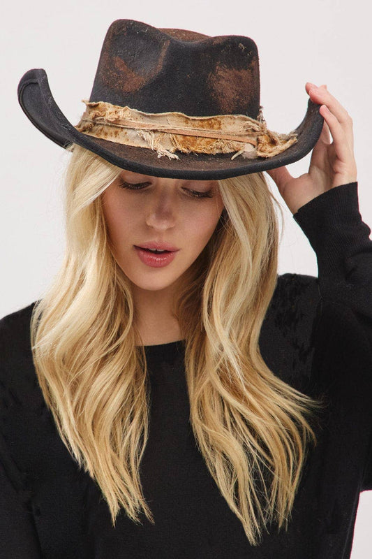 MiMi Wholesale - MH0238 Scarlett Heritage Worn Shapable Cowboy/Fedora Hat