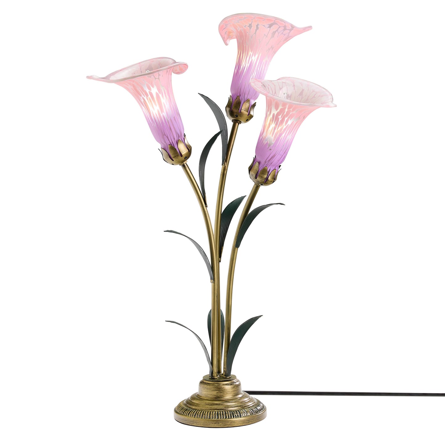 River of Goods - 23.5"H Pink 3 Shade Handblown Glass Calla Lily Table Lamp