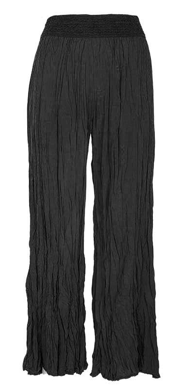 M Made In Italy - Crinkle Palazzo Pants Plus Size: Black / 2X