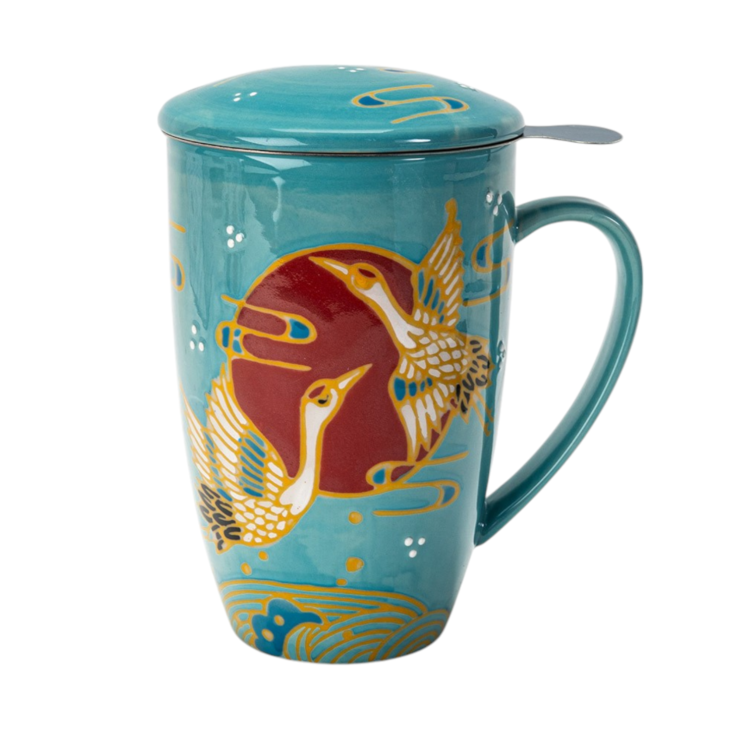 Urban Tokyo - Japanese Crane Design 15oz Tea Mugs with Lid and Infuser for Loose Leaf Tea (4/32)