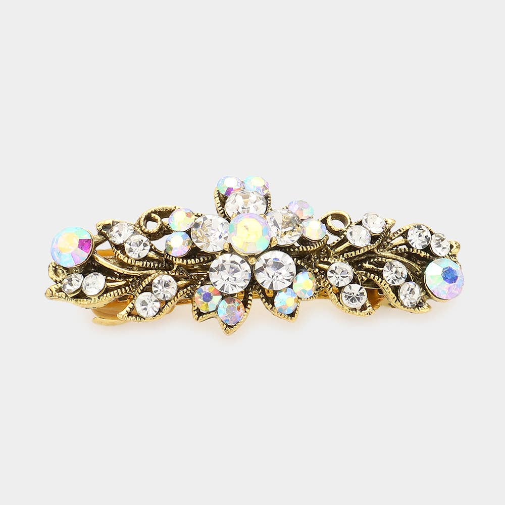 Sensibling Corp. - Stone Embellished Flower Accented Barrette
: Clear