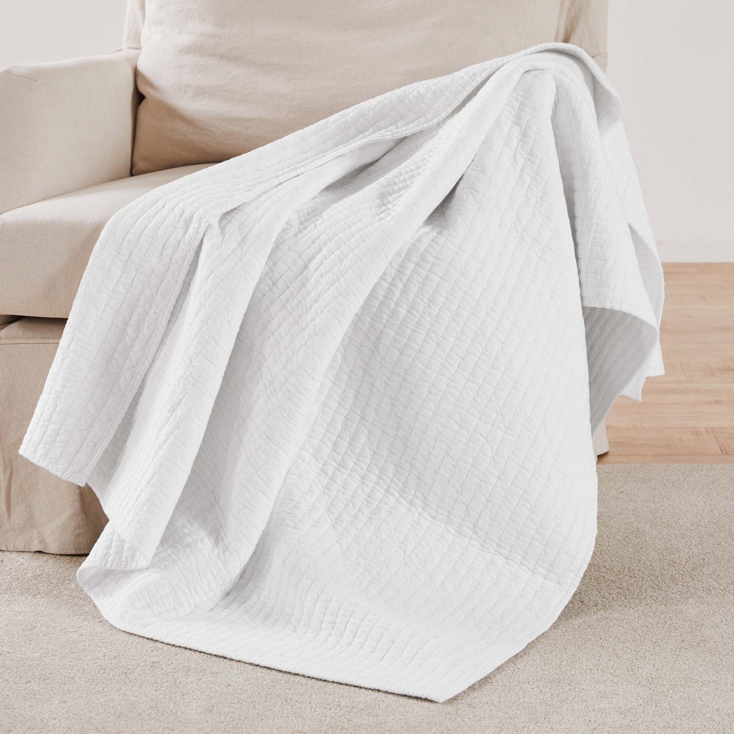 Levtex Home - Cross Stitch Quilted Throw: White