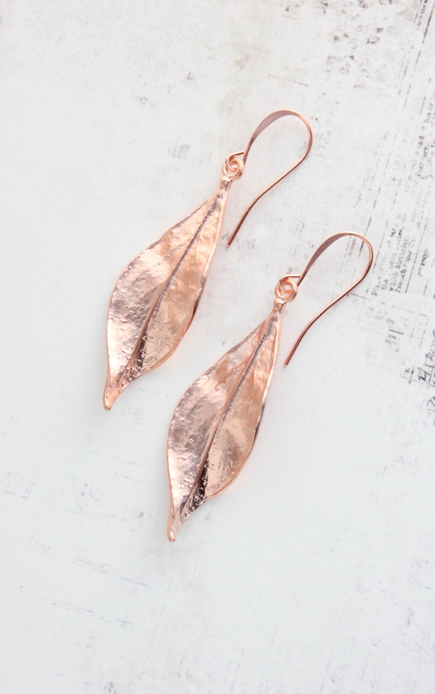 A Pocket of Posies - Long Curled Leaf Earrings: Matte Silver