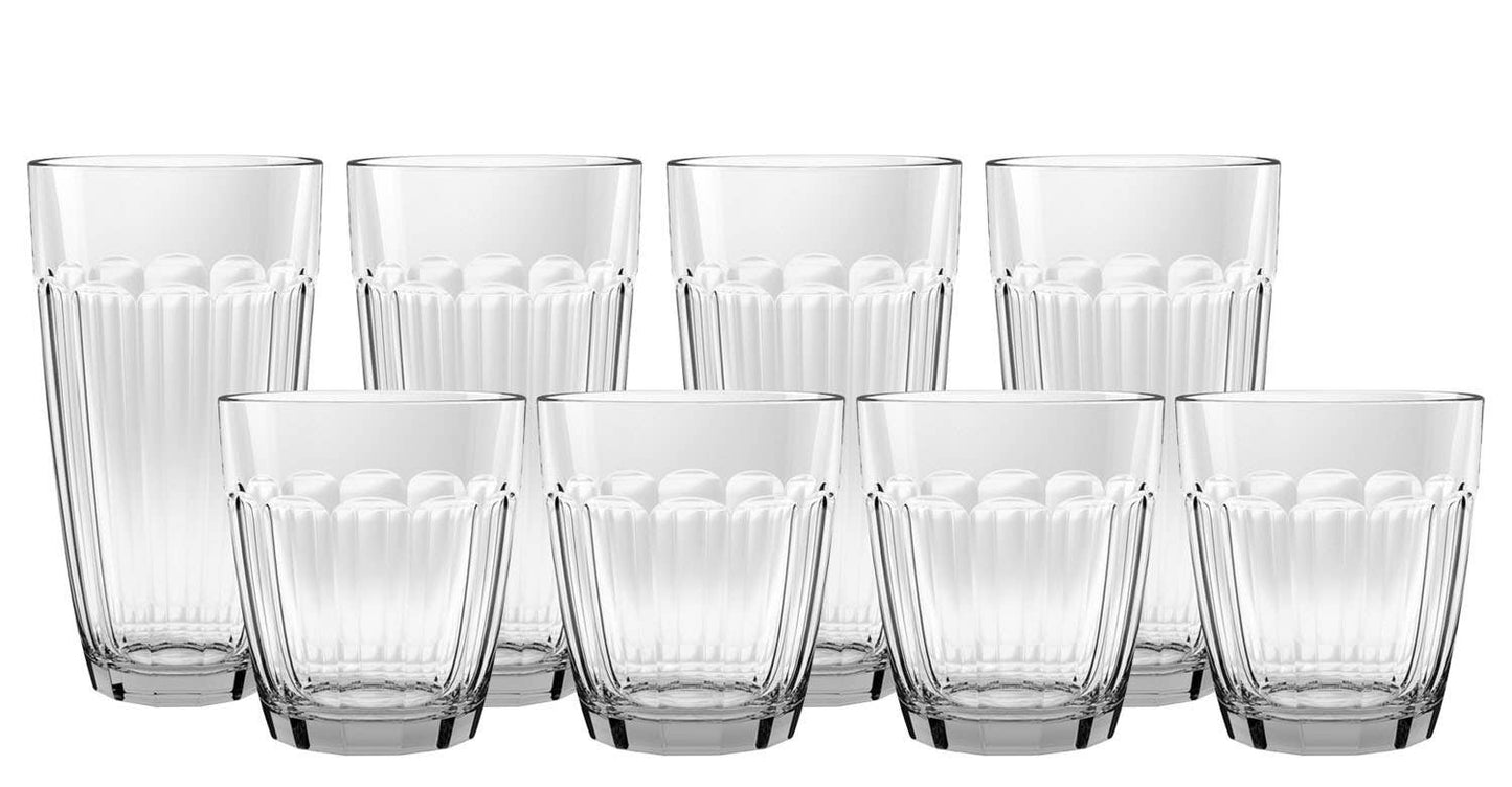 TarHong - Cabana Drinkware Set of 8, 4 EA Jumbo / DOF, 16 Oz / 24 Oz