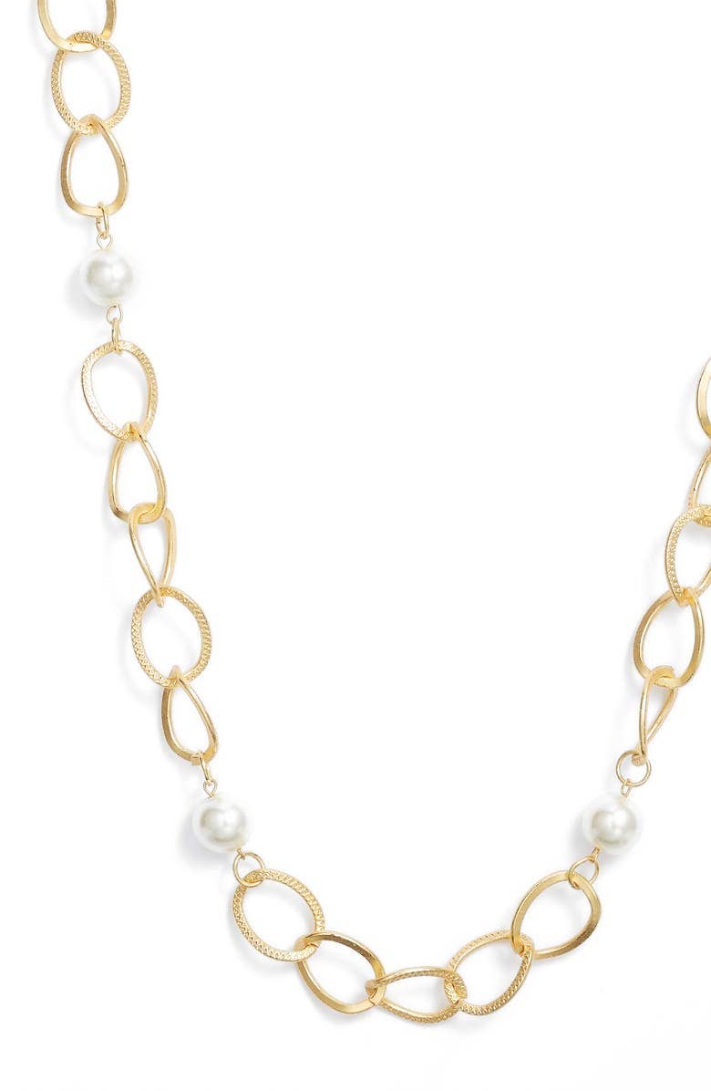 KARINE SULTAN - Pearl station necklace: Gold