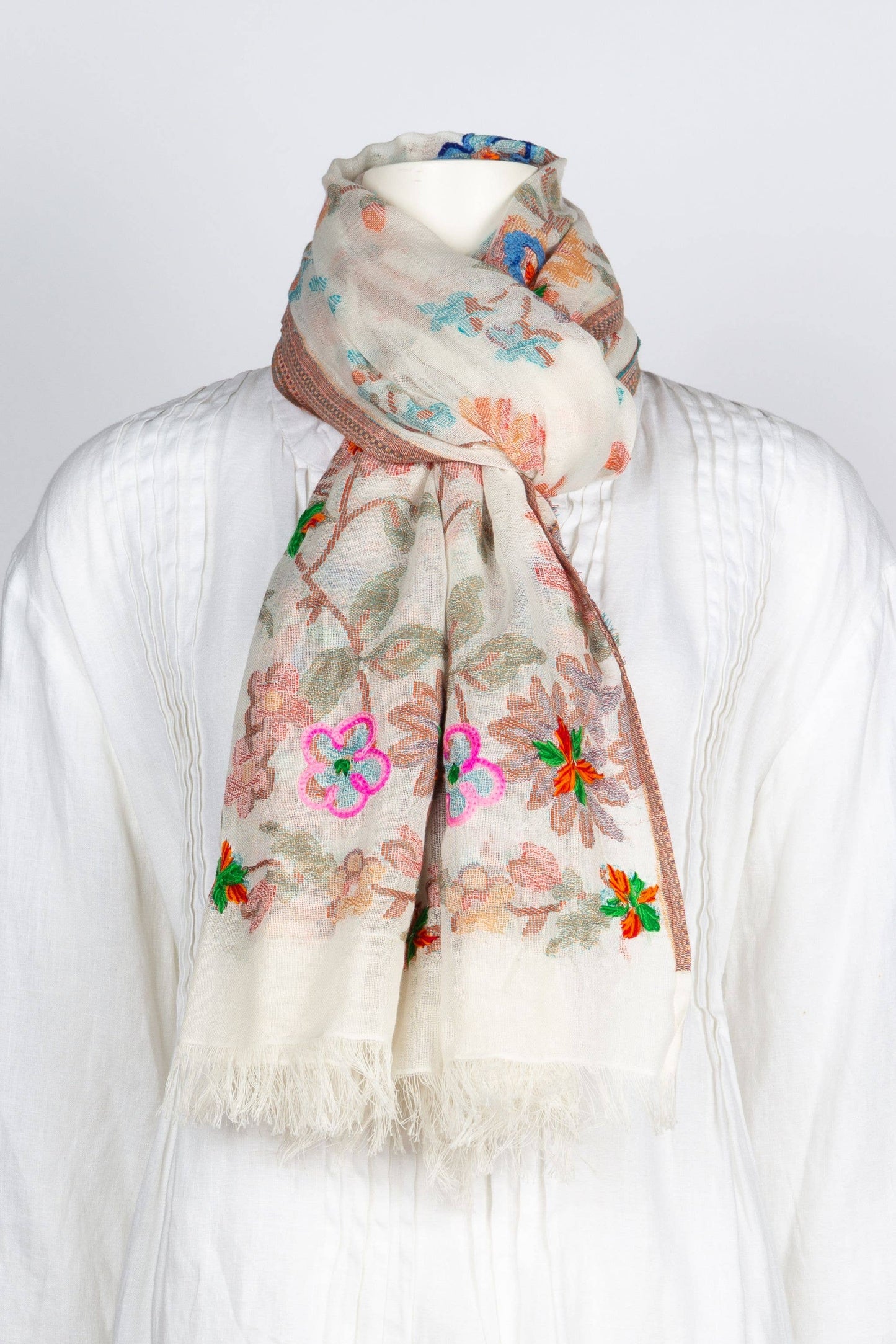 Dolma - Cleo Embroidered Scarf/Wrap Pink Multi
