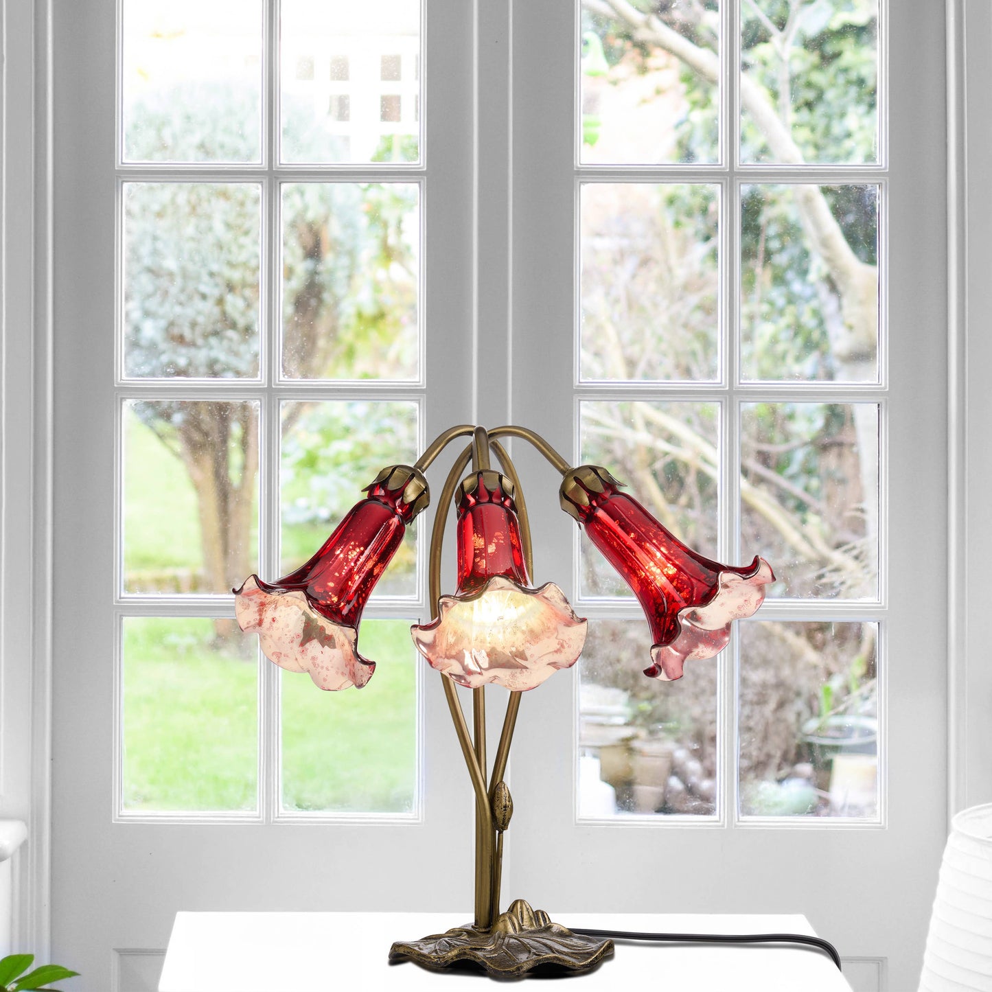 River of Goods - 16"H Hand Blown Glass 3 Lily Downlight Table Lamp