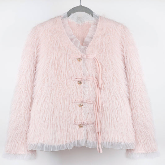 PEACH ACCESSORIES - Delicate and Dreamy Snow Petal Cardigan SK133: Blush