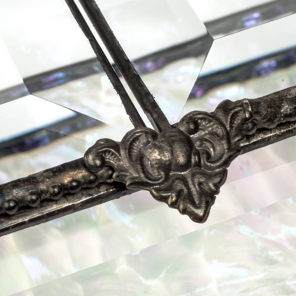 J Devlin Glass Art & Bert Anderson Collection - Clear Beveled Trinket Jewelry Decorative Keepsake Box 676