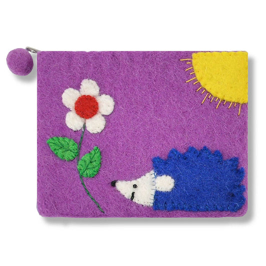 BNB Crafts Inc. - Hedgehog and Flower Coin Purse: Purple
