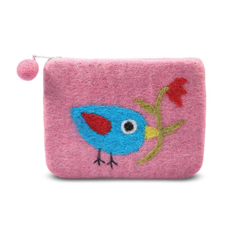 BNB Crafts Inc. - Single Bird with Flower Coin Purse: Turquoise