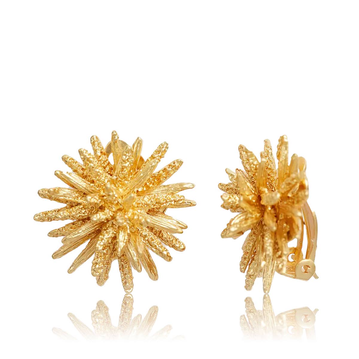 KARINE SULTAN - Starburst Clip-On Earrings – Hedgehog Inspired Design: Silver