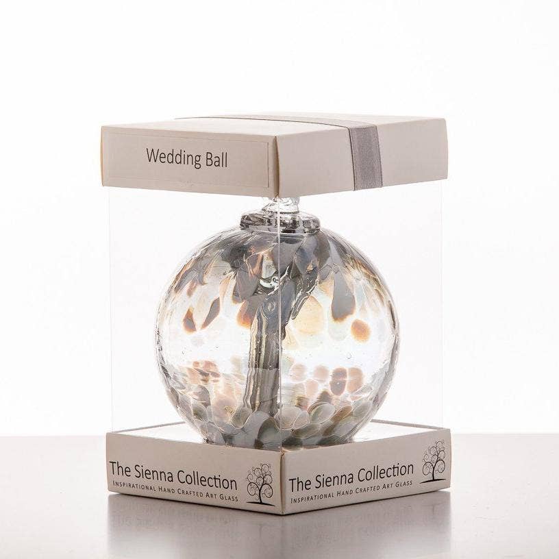 Sienna Glass - 10cm Spirit Ball - Wedding - Pastel Silver